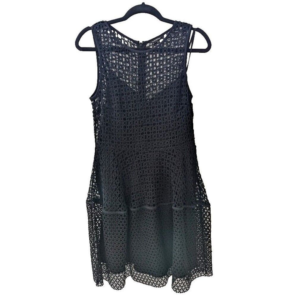 Club Monaco Women's Black Eyelet Sleeveless Fit and Flare Cotton Dress Size 4